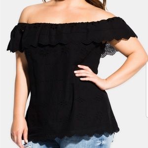 Off the shoulder linen top